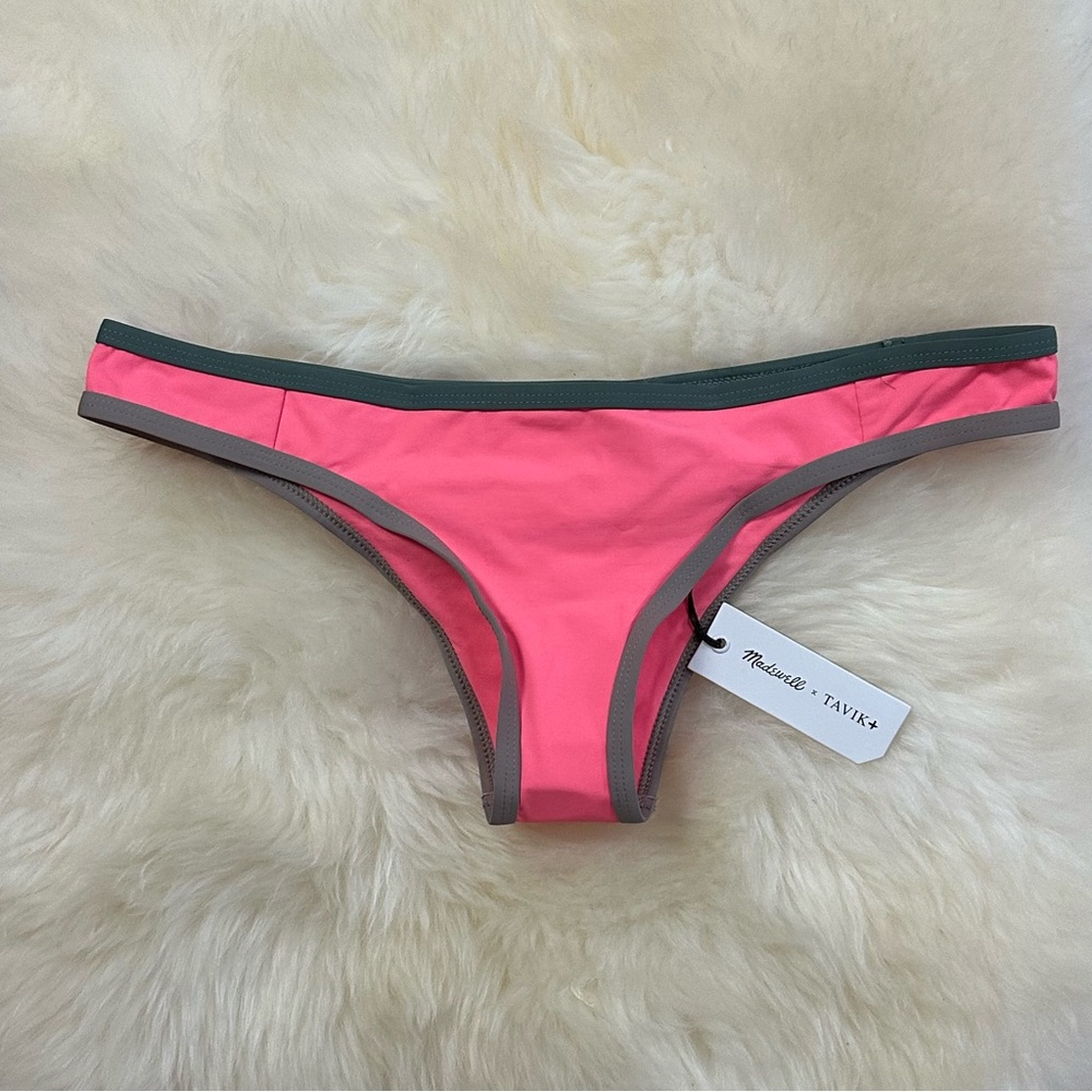 NWT Madewell x Tavik Jayden Bikini Bottom in Colorblock Electric Pink SZ L